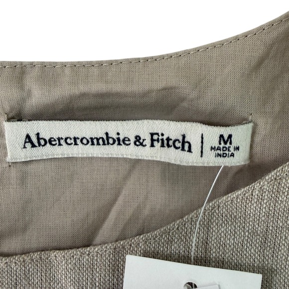 Abercrombie Fitch Linen Cotton Preppy Sleeveless Mini Dress Beige Size Medium - Picture 4 of 12